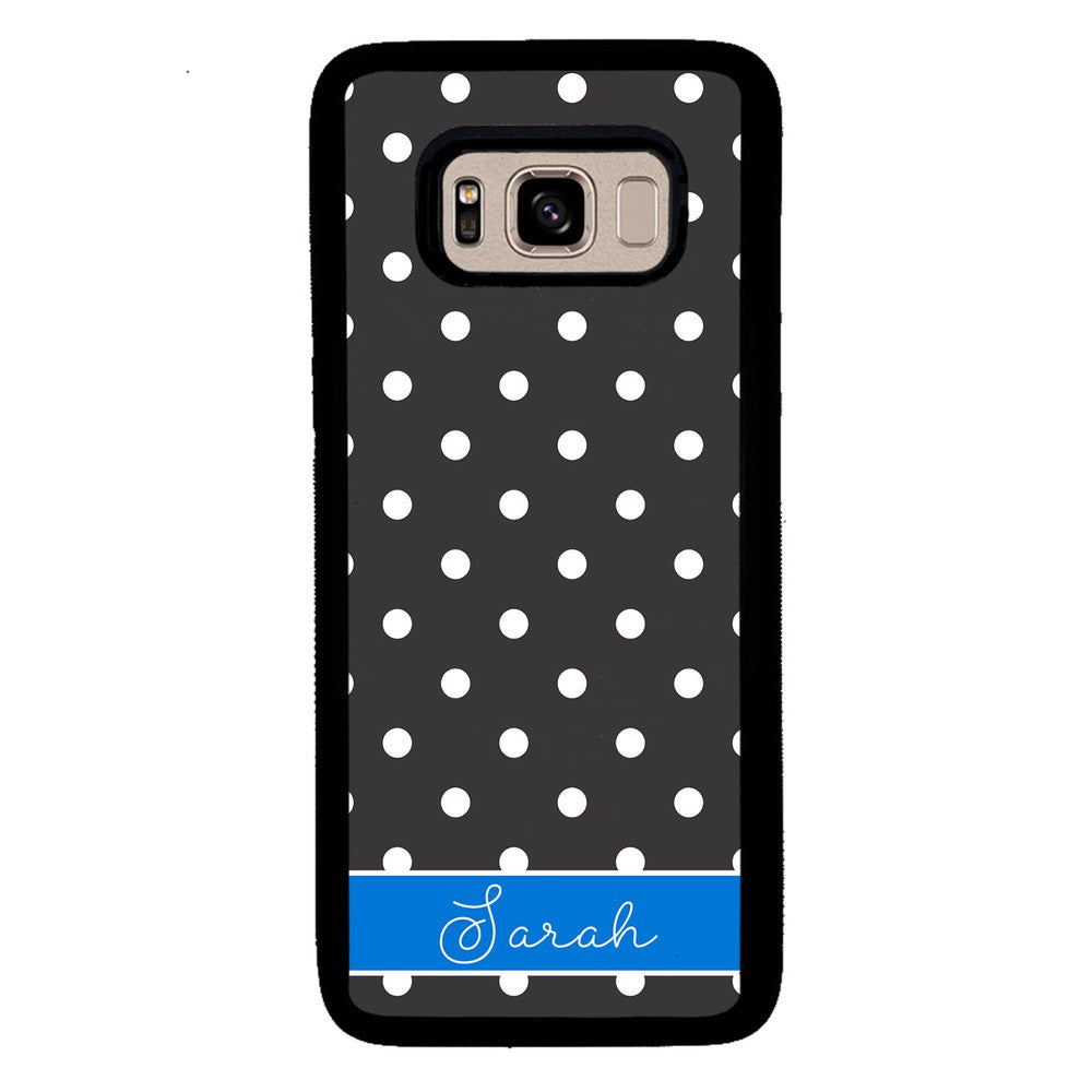 Black Polka Dot Blue Personalized Samsung Phone Case