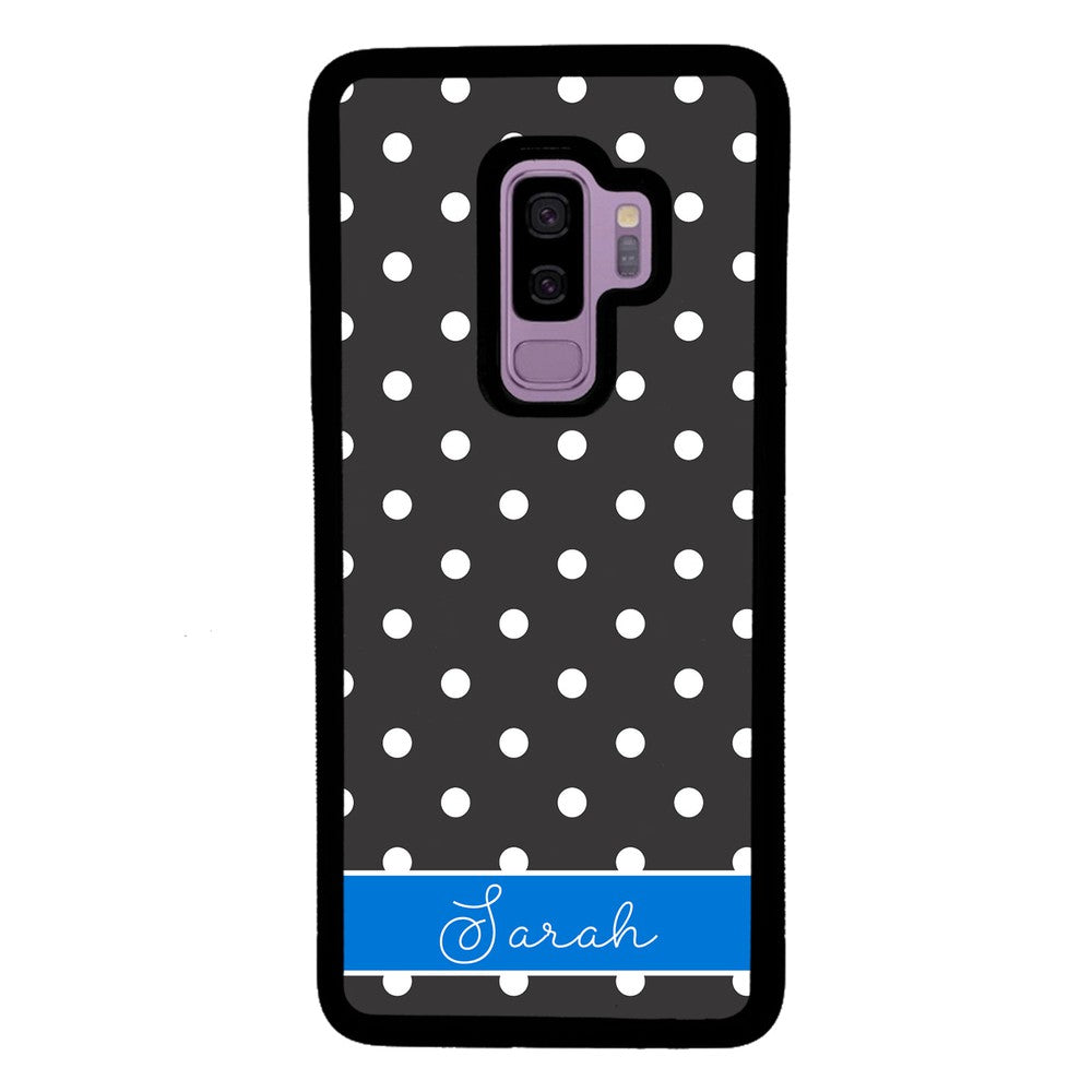 Black Polka Dot Blue Personalized Samsung Phone Case