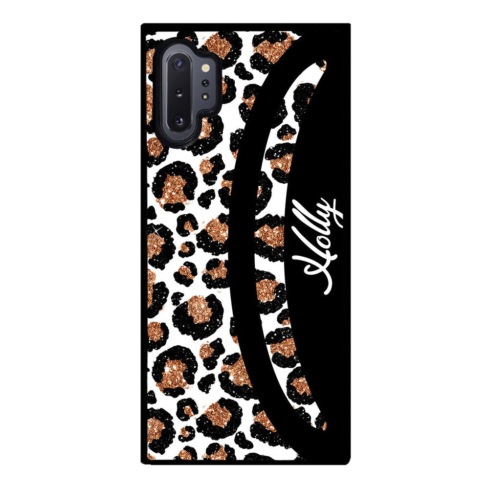Leopard Moon Curve White and Gold Personalized Samsung Phone Case