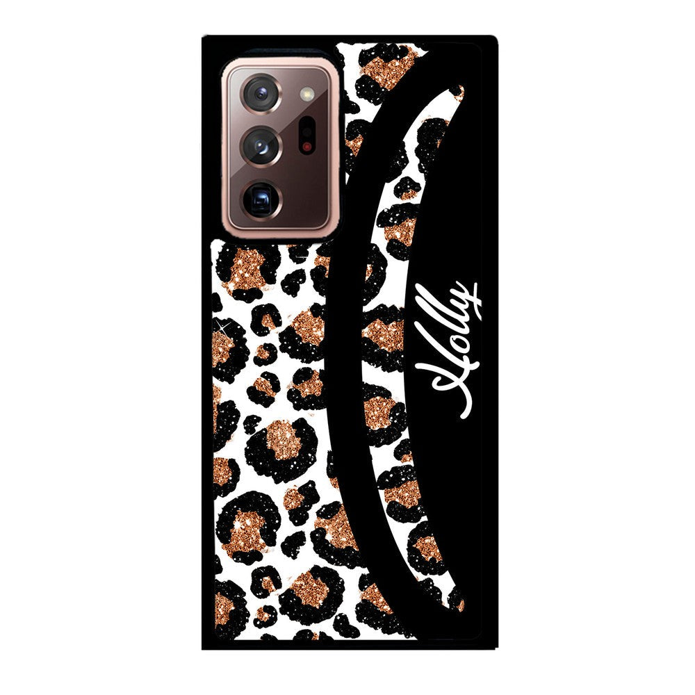 Leopard Moon Curve White and Gold Personalized Samsung Phone Case