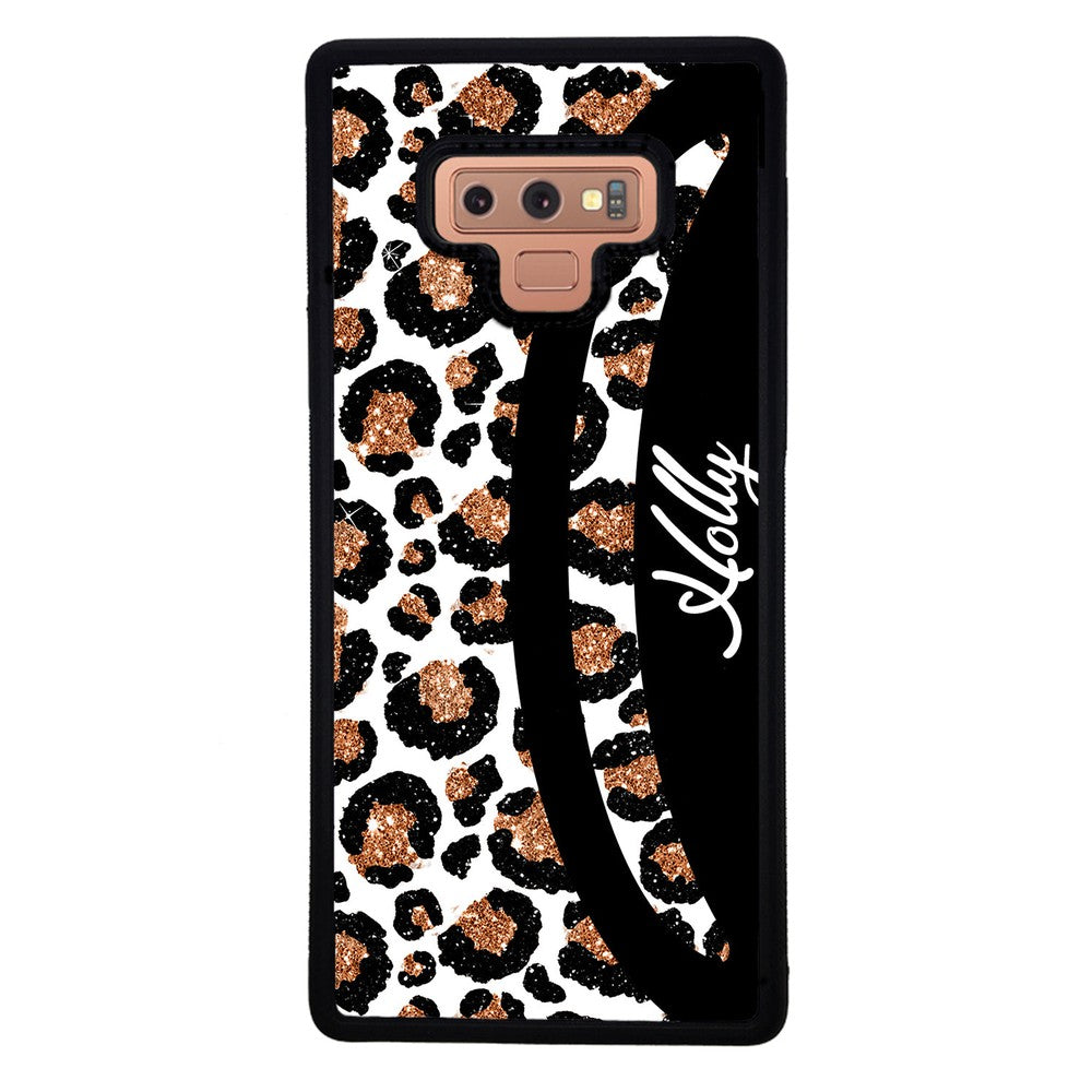 Leopard Moon Curve White and Gold Personalized Samsung Phone Case