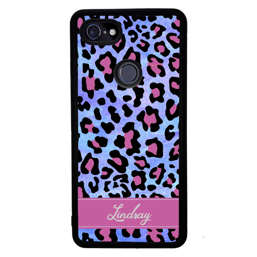 Pink and Blue Leopard Skin Personalized Google Phone Case