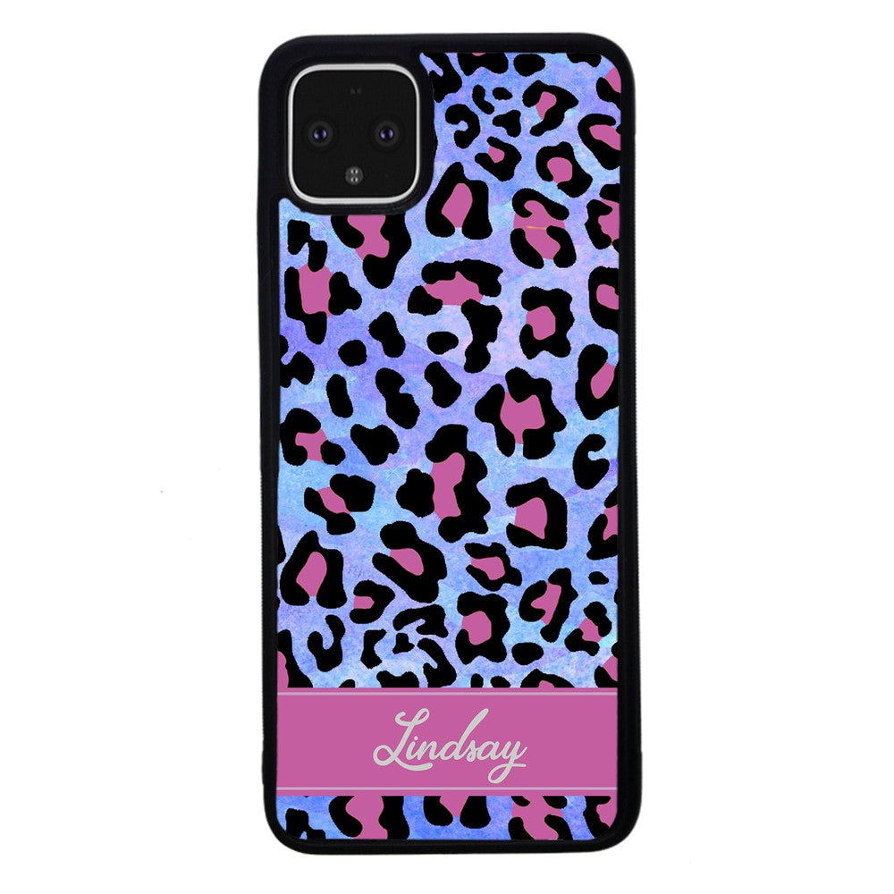 Pink and Blue Leopard Skin Personalized Google Phone Case
