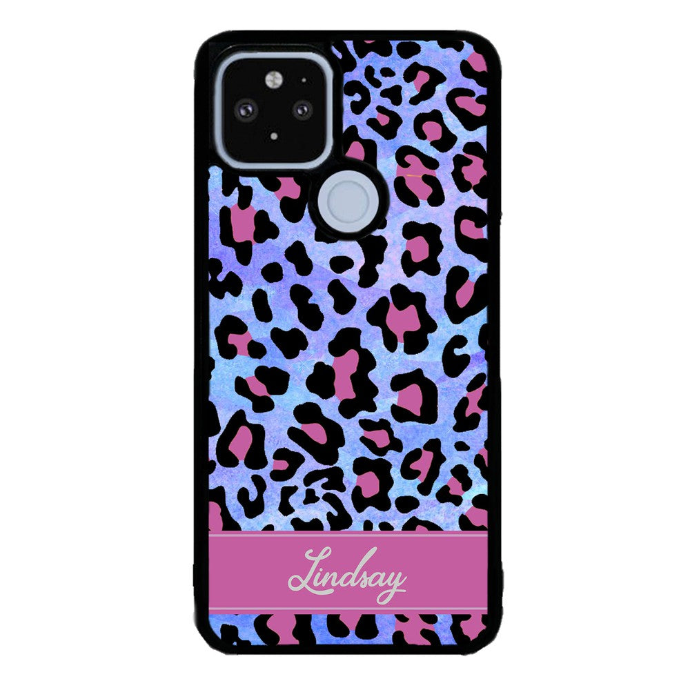 Pink and Blue Leopard Skin Personalized Google Phone Case