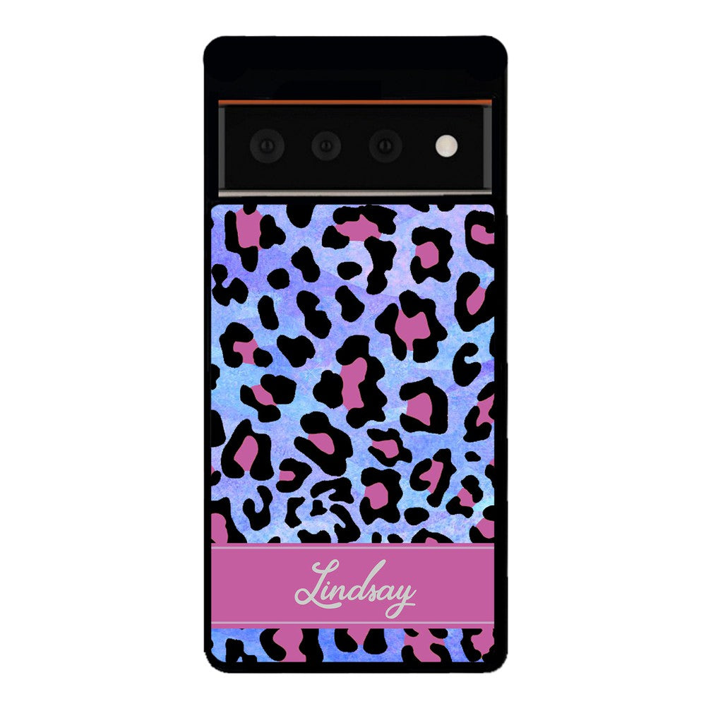Pink and Blue Leopard Skin Personalized Google Phone Case