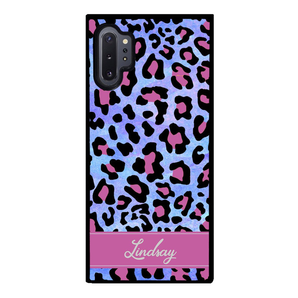 Pink and Blue Leopard Skin Personalized Samsung Phone Case