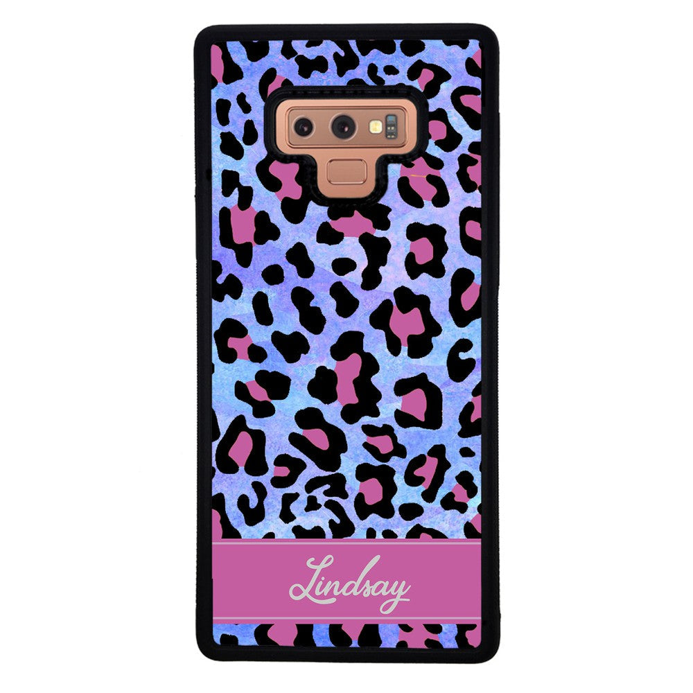 Pink and Blue Leopard Skin Personalized Samsung Phone Case