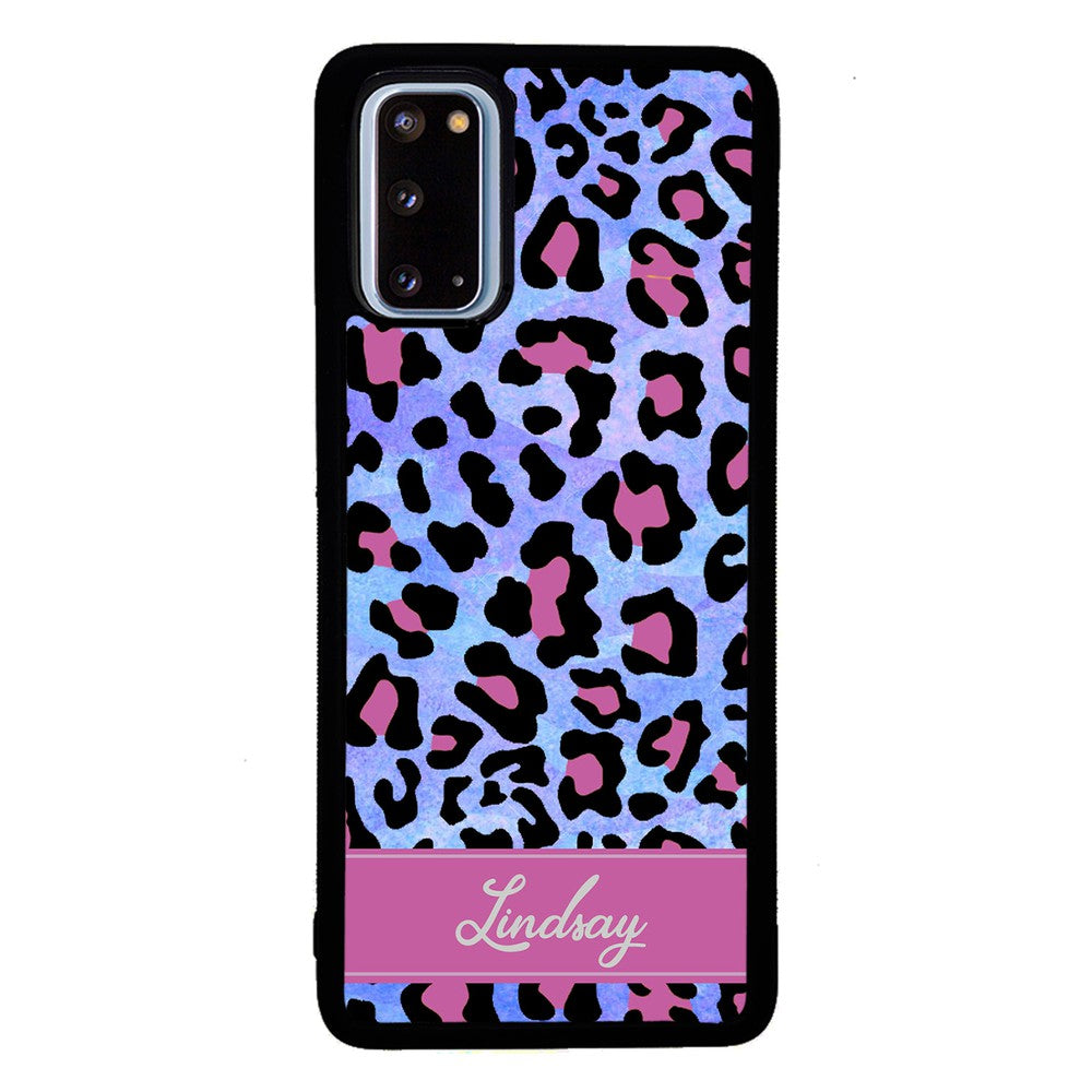 Pink and Blue Leopard Skin Personalized Samsung Phone Case
