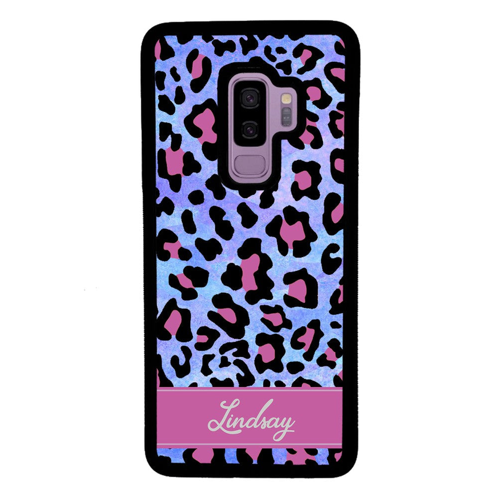 Pink and Blue Leopard Skin Personalized Samsung Phone Case