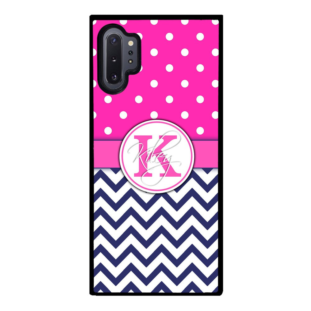 Pink Polka Dots Blue Chevron Personalized Samsung Phone Case