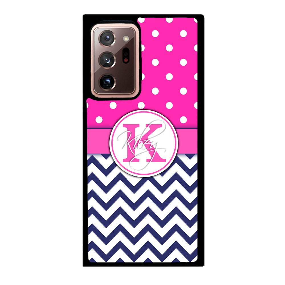 Pink Polka Dots Blue Chevron Personalized Samsung Phone Case
