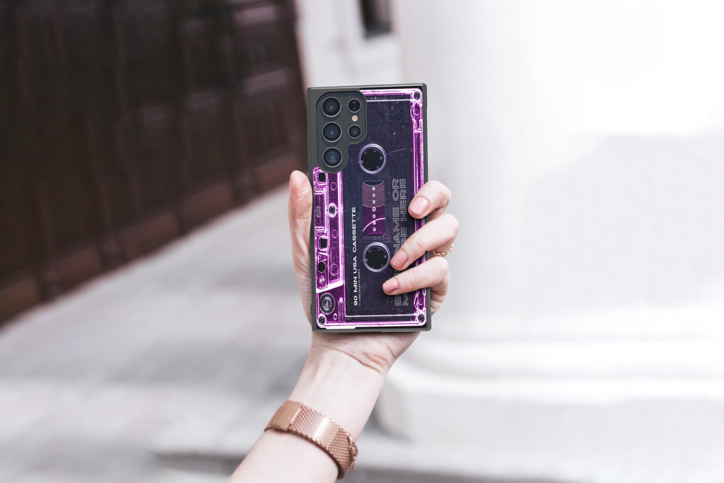 Pink Clear Black 80s Cassette Tape Personalized Samsung Phone Case