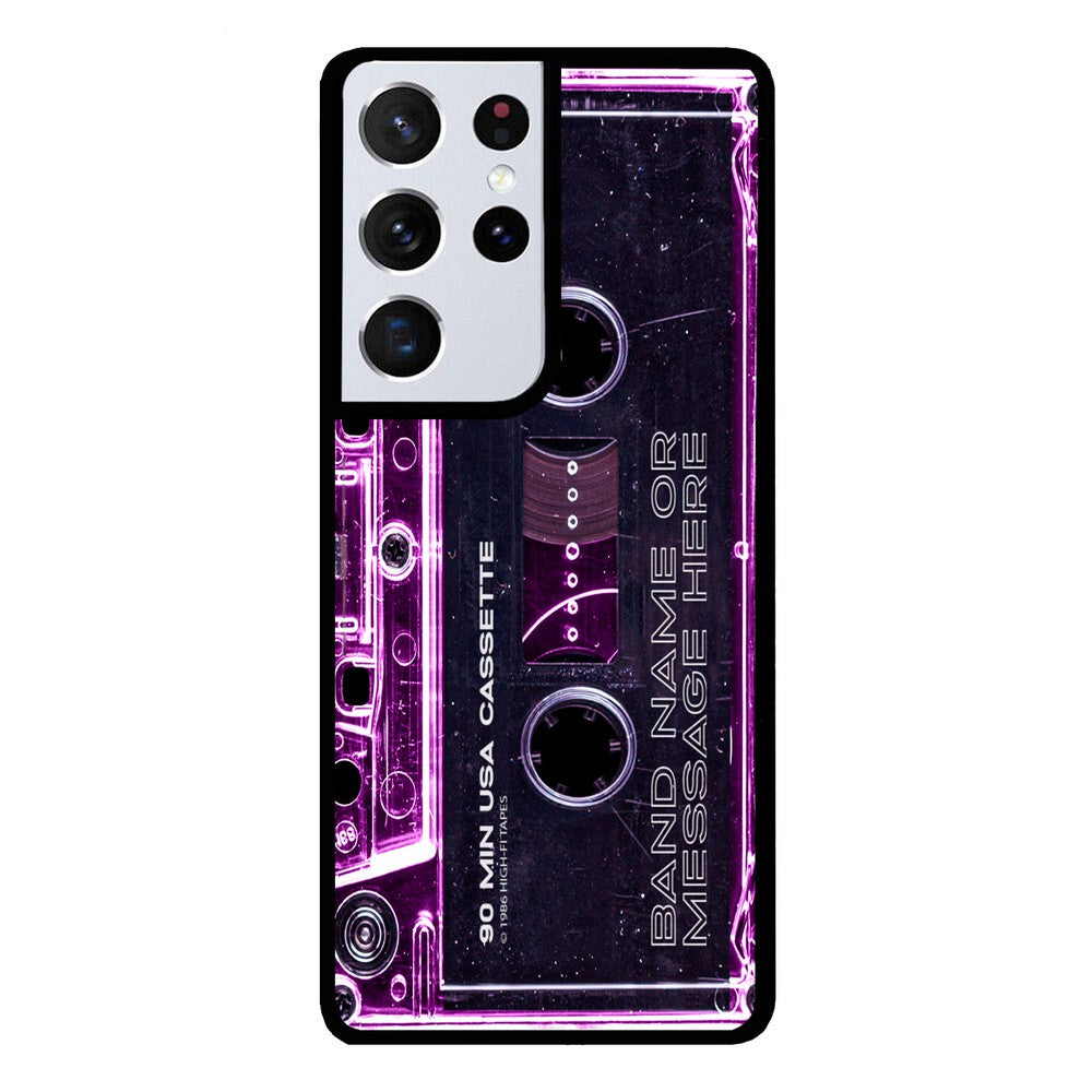 Pink Clear Black 80s Cassette Tape Personalized Samsung Phone Case