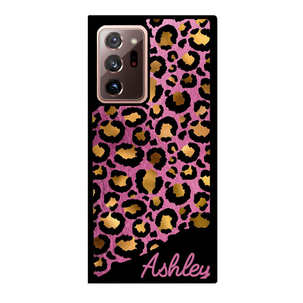 Leopard Skin Pink and Gold Foil Personalized Samsung Phone Case