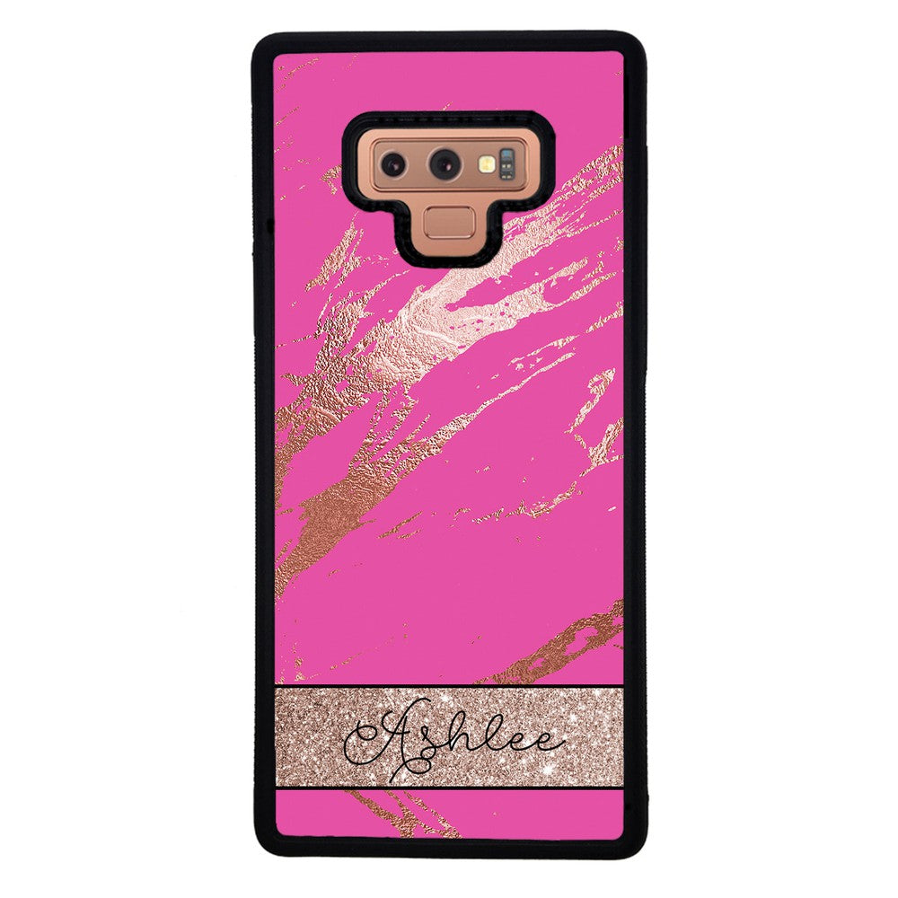 Pink and Gold Marble Personalized Samsung Phone Case