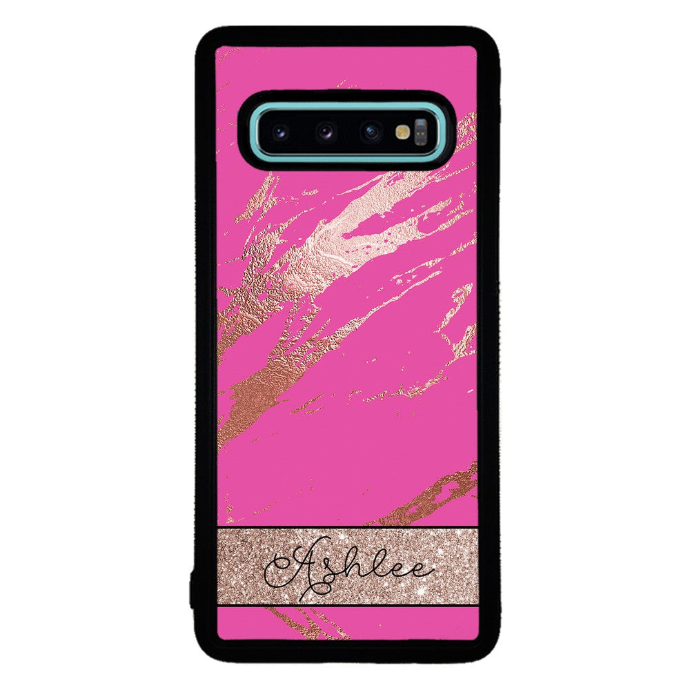 Pink and Gold Marble Personalized Samsung Phone Case
