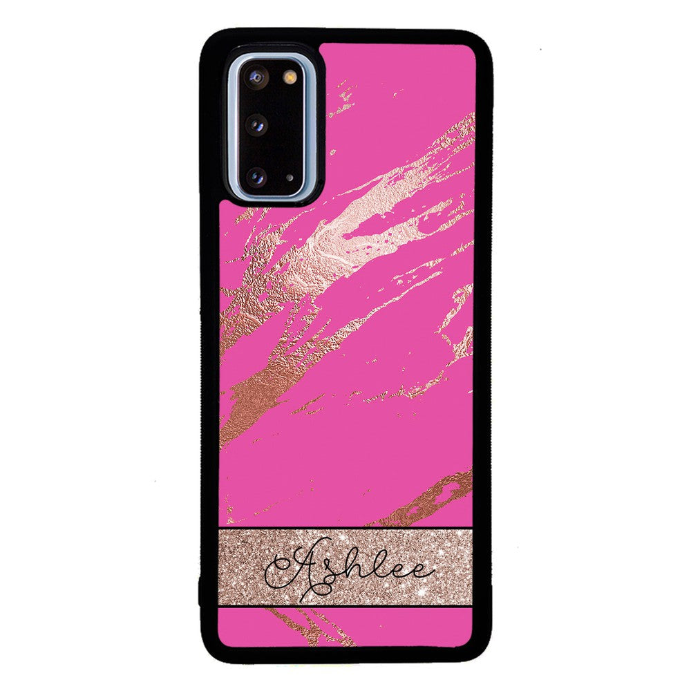 Pink and Gold Marble Personalized Samsung Phone Case