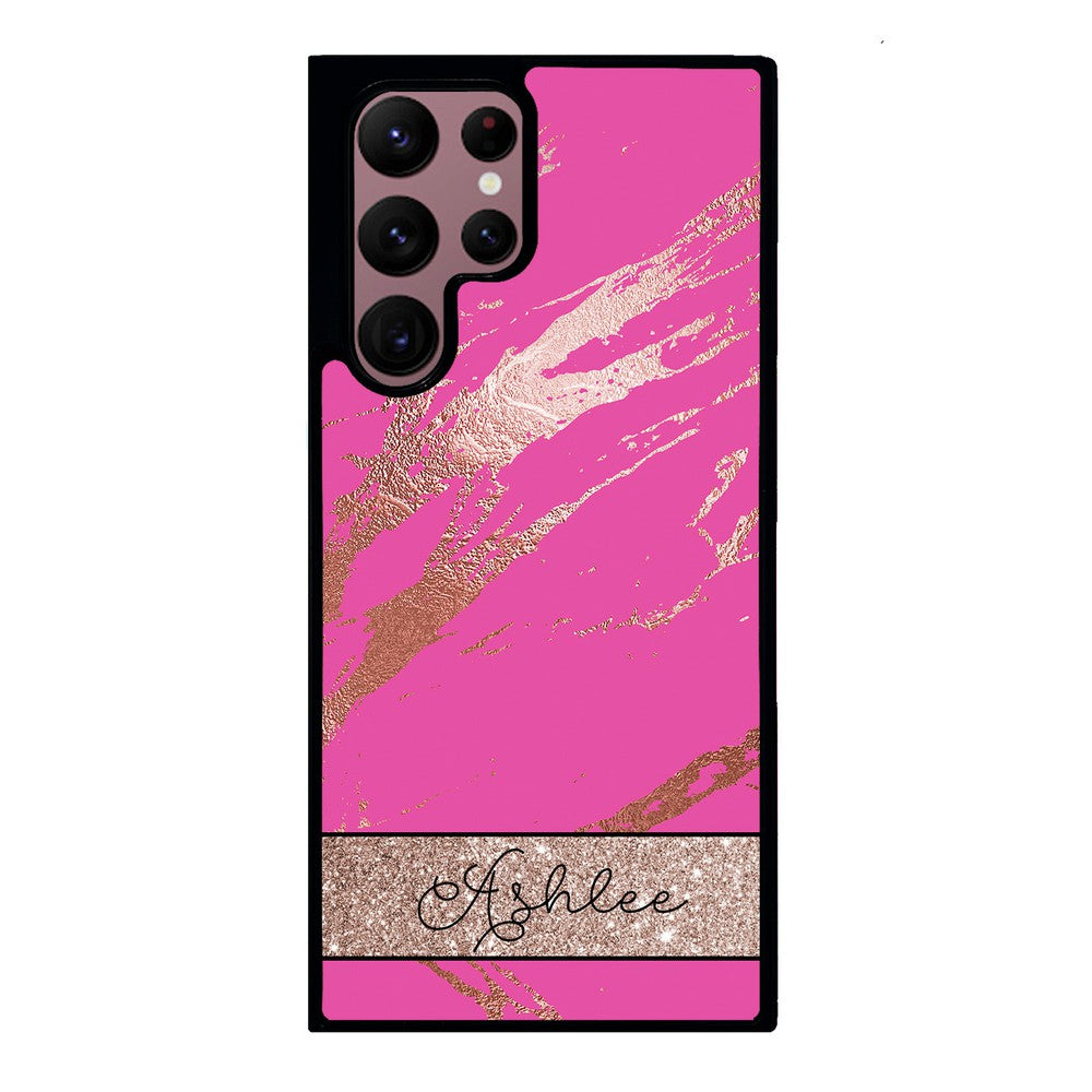 Pink and Gold Marble Personalized Samsung Phone Case