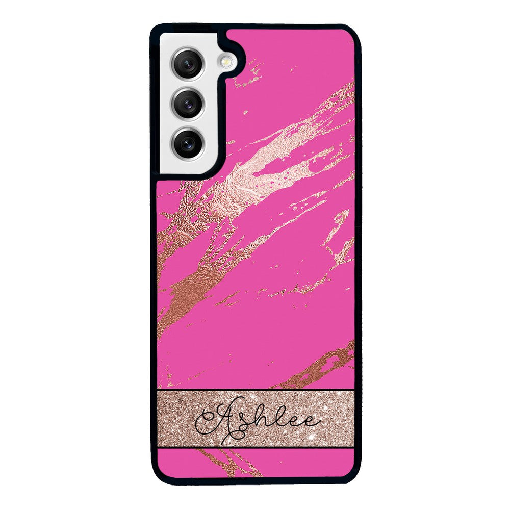Pink and Gold Marble Personalized Samsung Phone Case