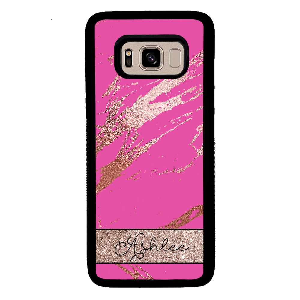 Pink and Gold Marble Personalized Samsung Phone Case