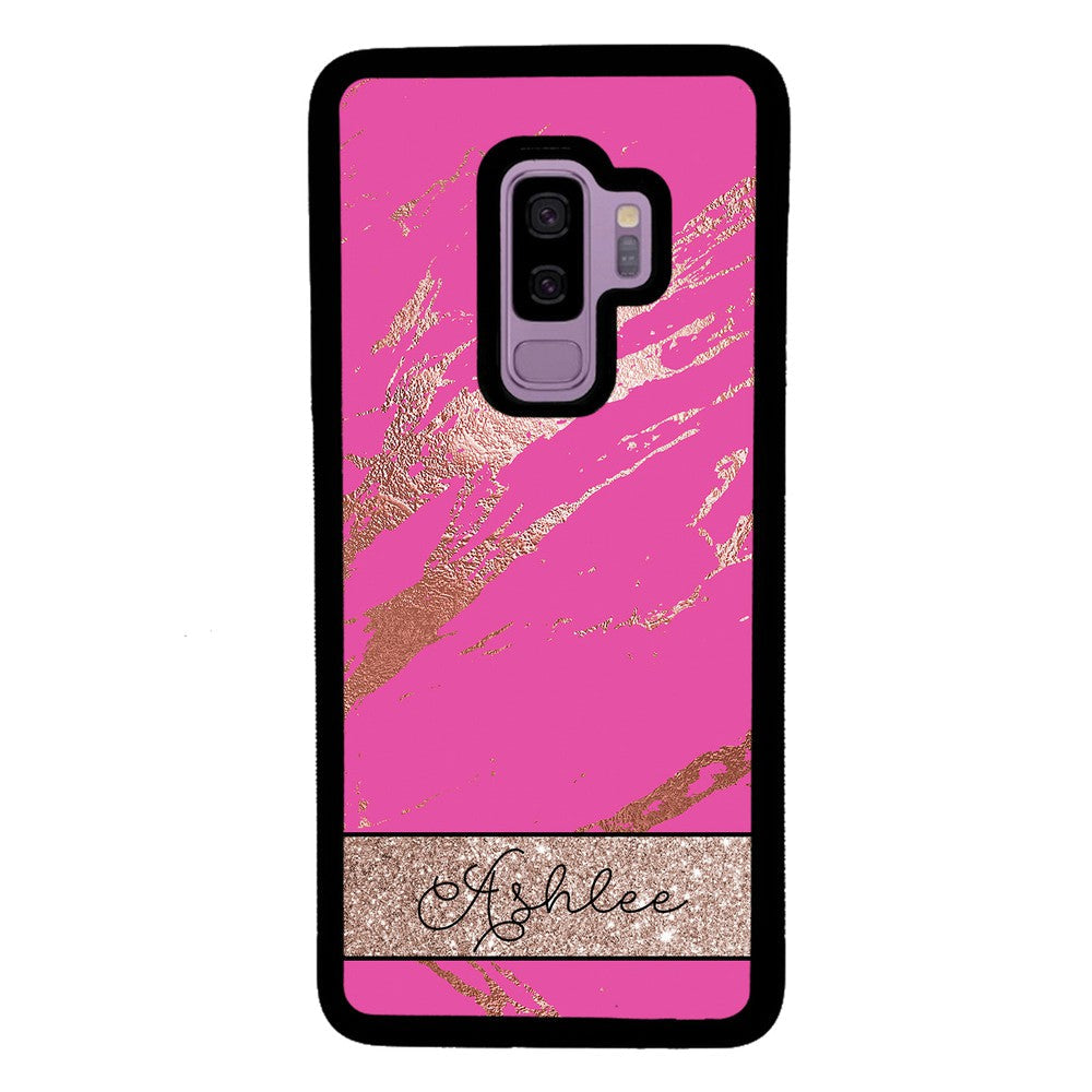 Pink and Gold Marble Personalized Samsung Phone Case