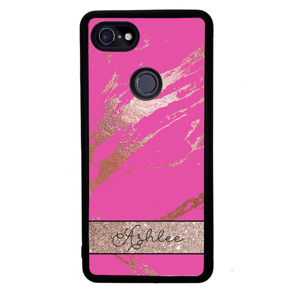Pink and Gold Marble Personalized Google Phone Case