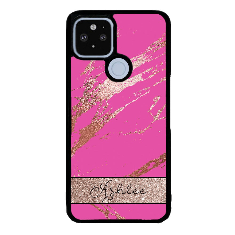 Pink and Gold Marble Personalized Google Phone Case