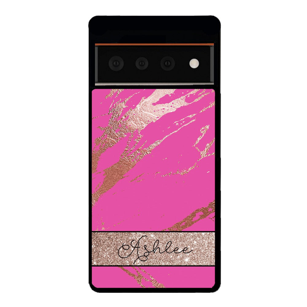 Pink and Gold Marble Personalized Google Phone Case