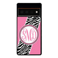Zebra Animal Skin Pink Script Monogram Google Phone Case