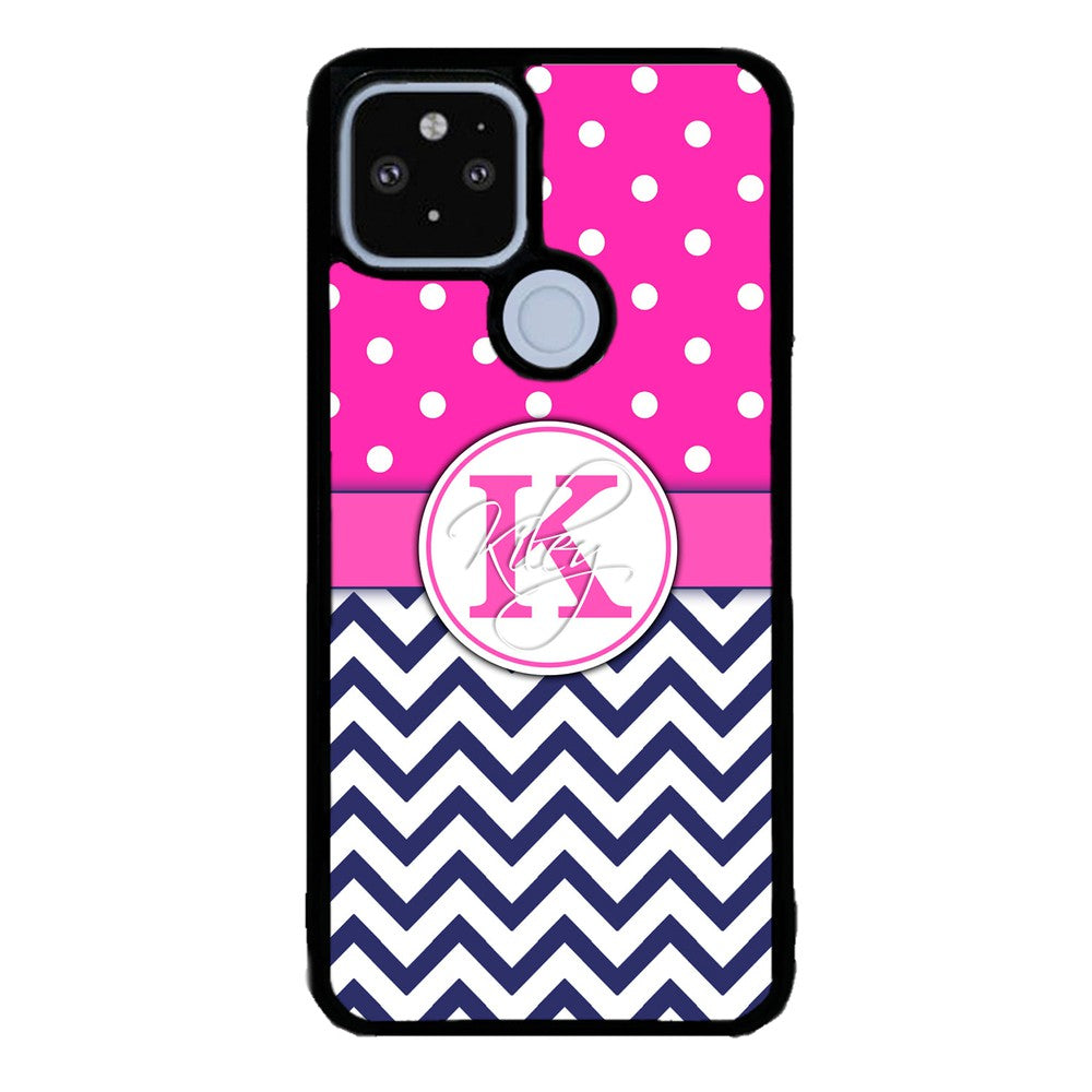 Pink Polka Dots Blue Chevron Personalized Google Phone Case