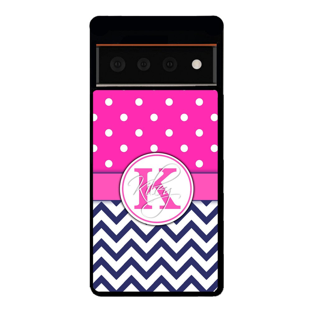Pink Polka Dots Blue Chevron Personalized Google Phone Case