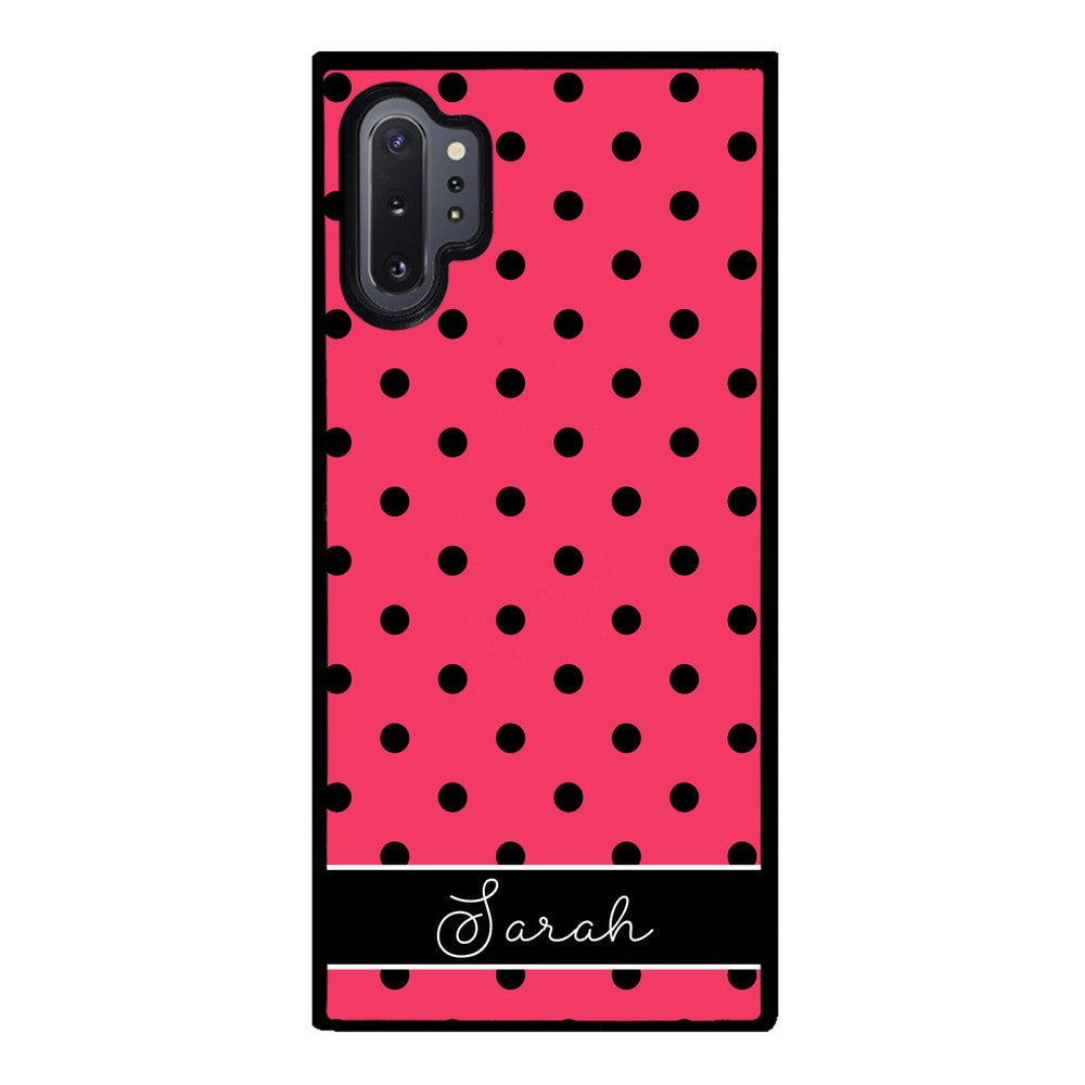 Pinkish Red Polka Dot Black Personalized Samsung Phone Case