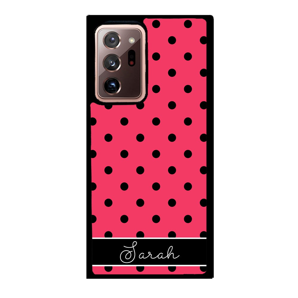 Pinkish Red Polka Dot Black Personalized Samsung Phone Case
