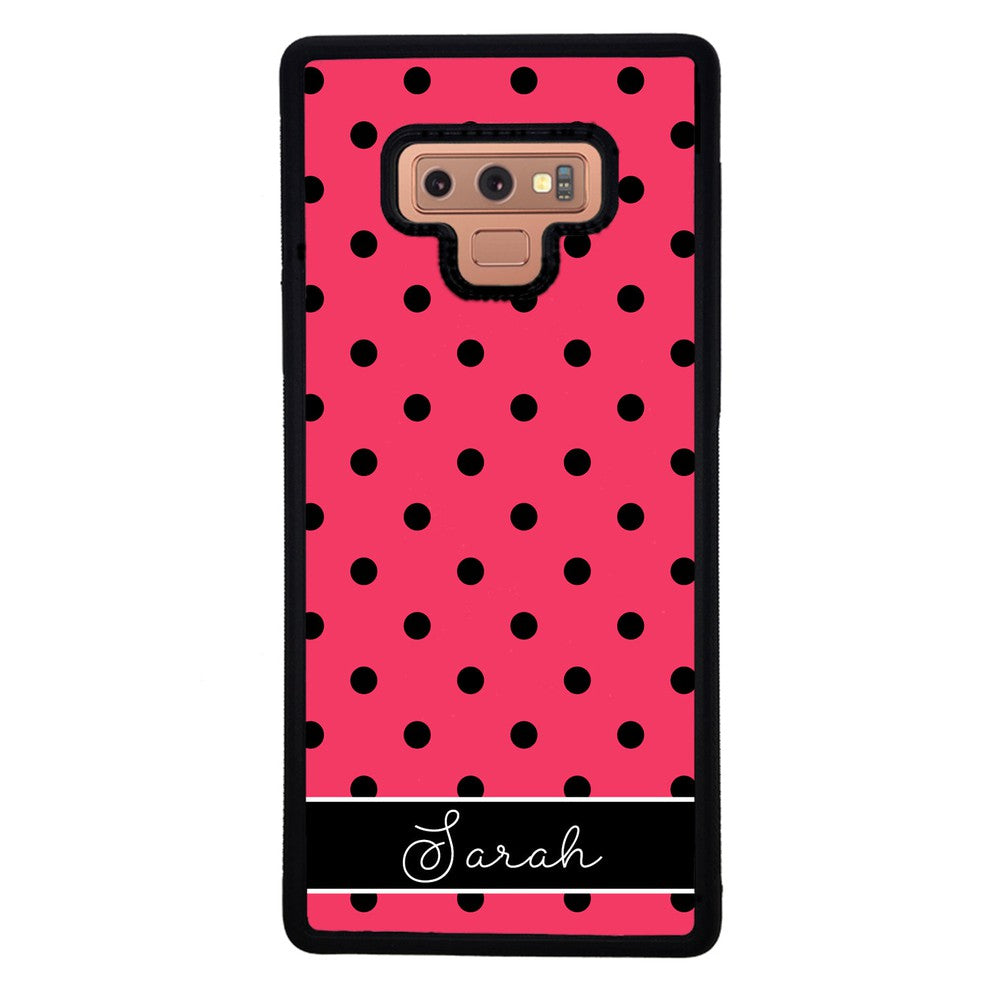 Pinkish Red Polka Dot Black Personalized Samsung Phone Case