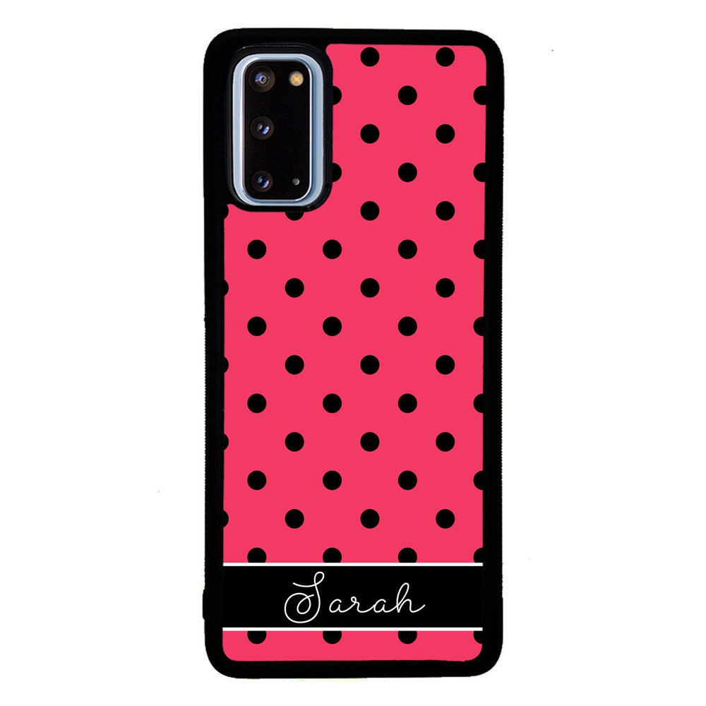 Pinkish Red Polka Dot Black Personalized Samsung Phone Case