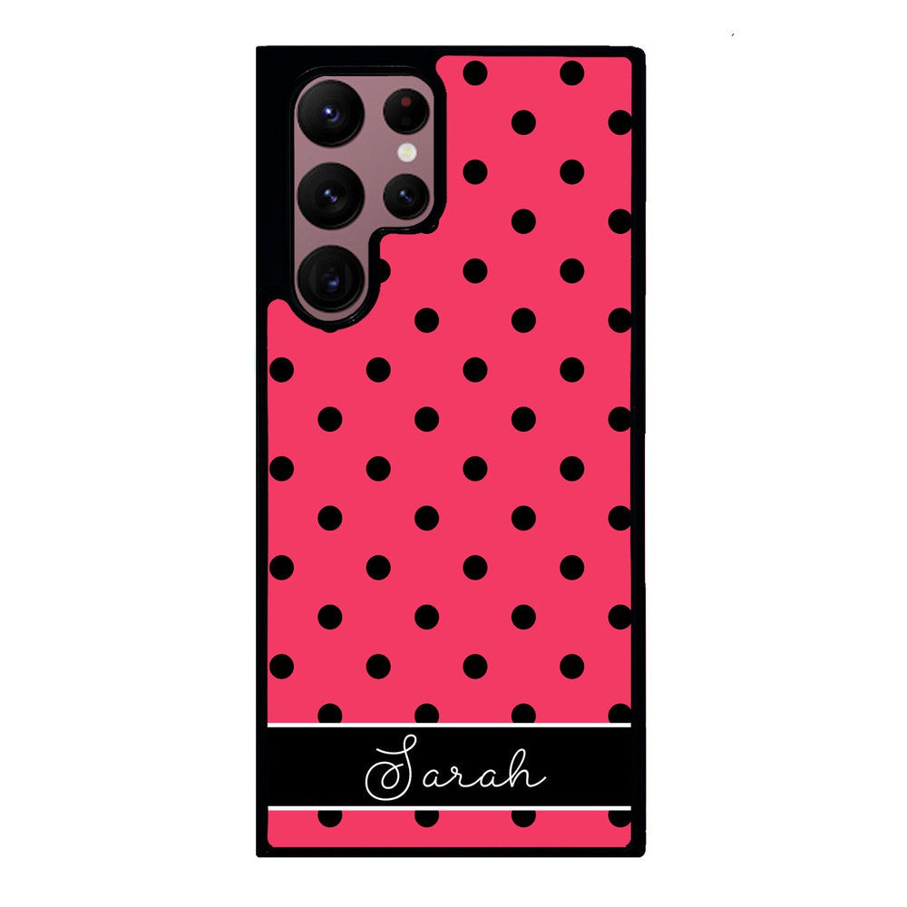 Pinkish Red Polka Dot Black Personalized Samsung Phone Case