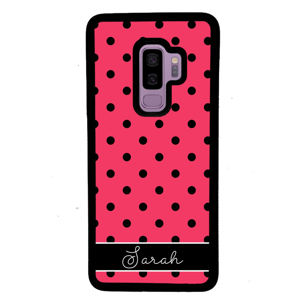 Pinkish Red Polka Dot Black Personalized Samsung Phone Case