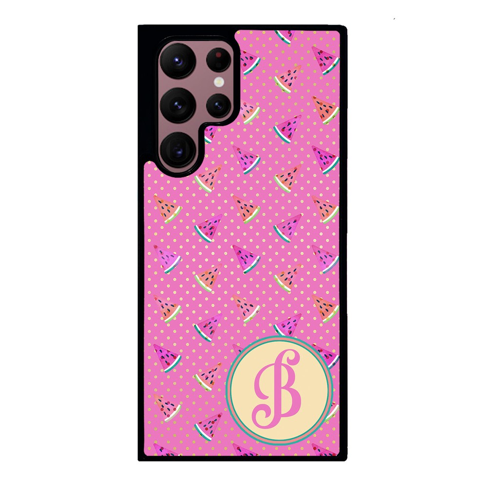 Pink Watermelon Initial Samsung Phone Case