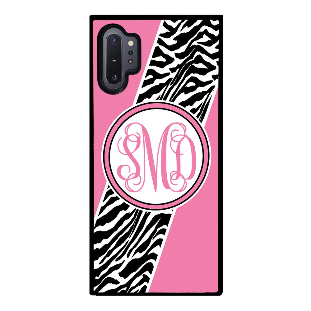 Zebra Animal Skin Pink Script Monogram Samsung Phone Case