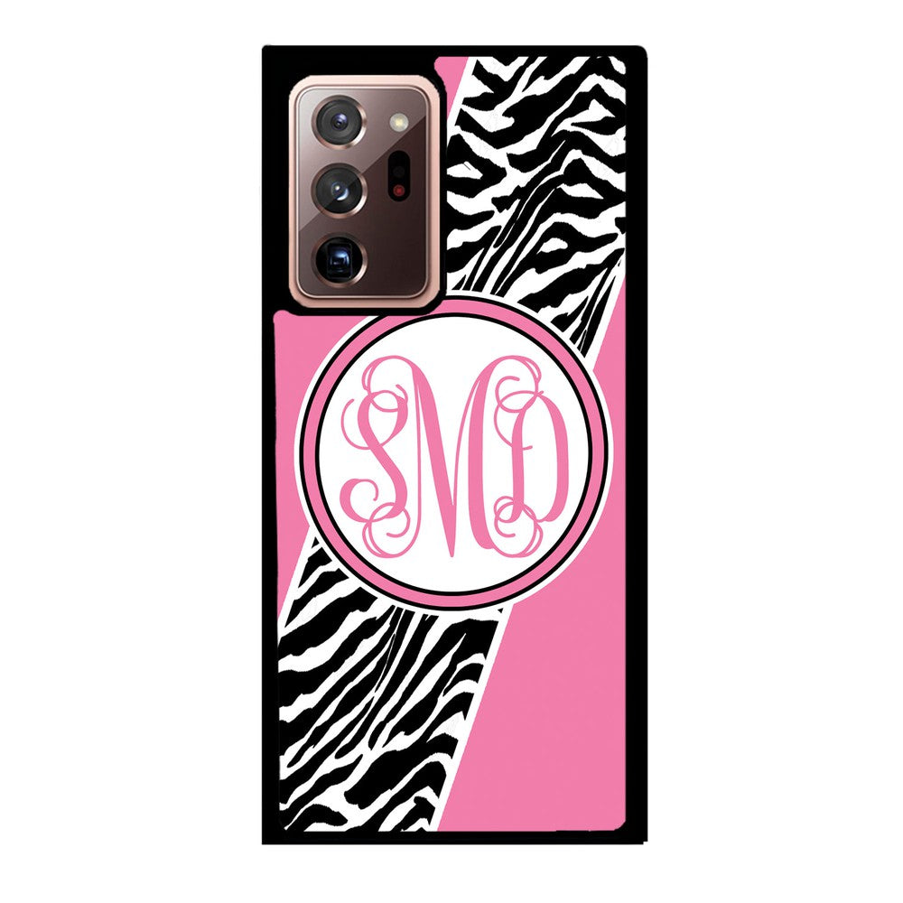 Zebra Animal Skin Pink Script Monogram Samsung Phone Case