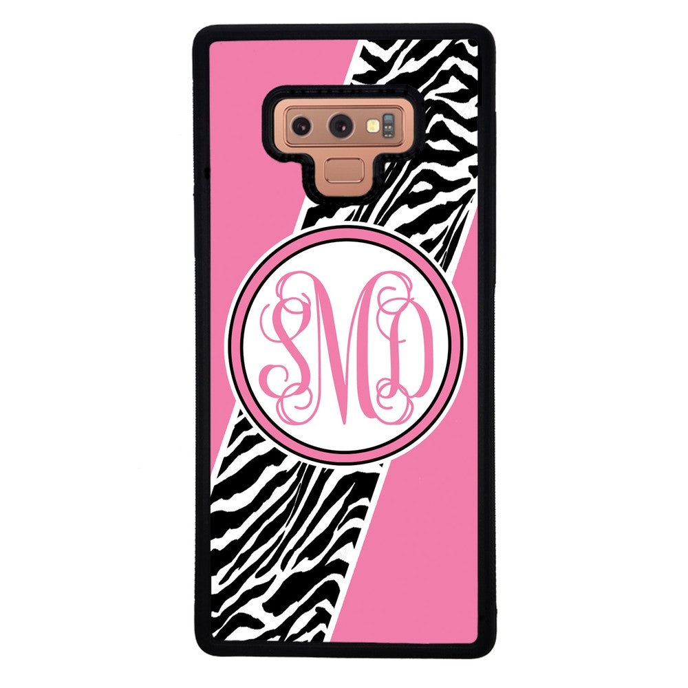 Zebra Animal Skin Pink Script Monogram Samsung Phone Case