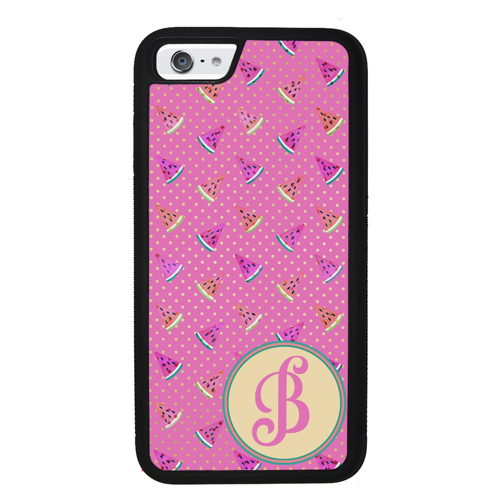 Pink Watermelon Initial Apple iPhone Case