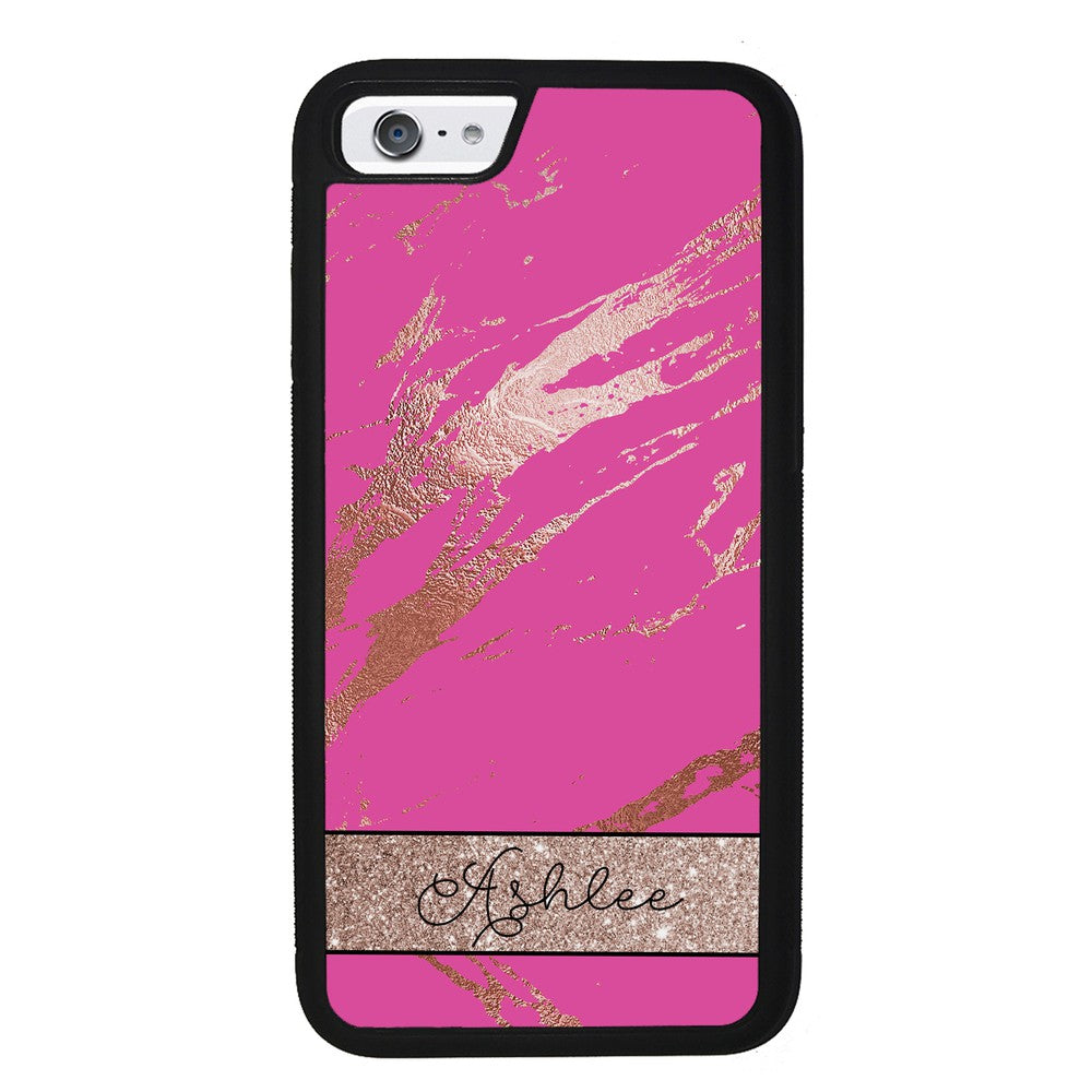 Pink and Gold Marble Personalized Apple iPhone Case