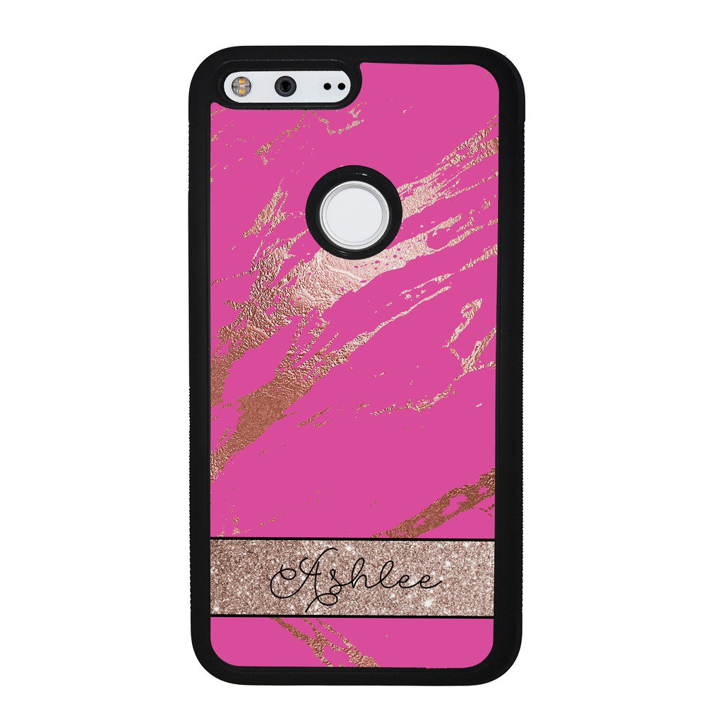 Pink and Gold Marble Personalized Google Phone Case