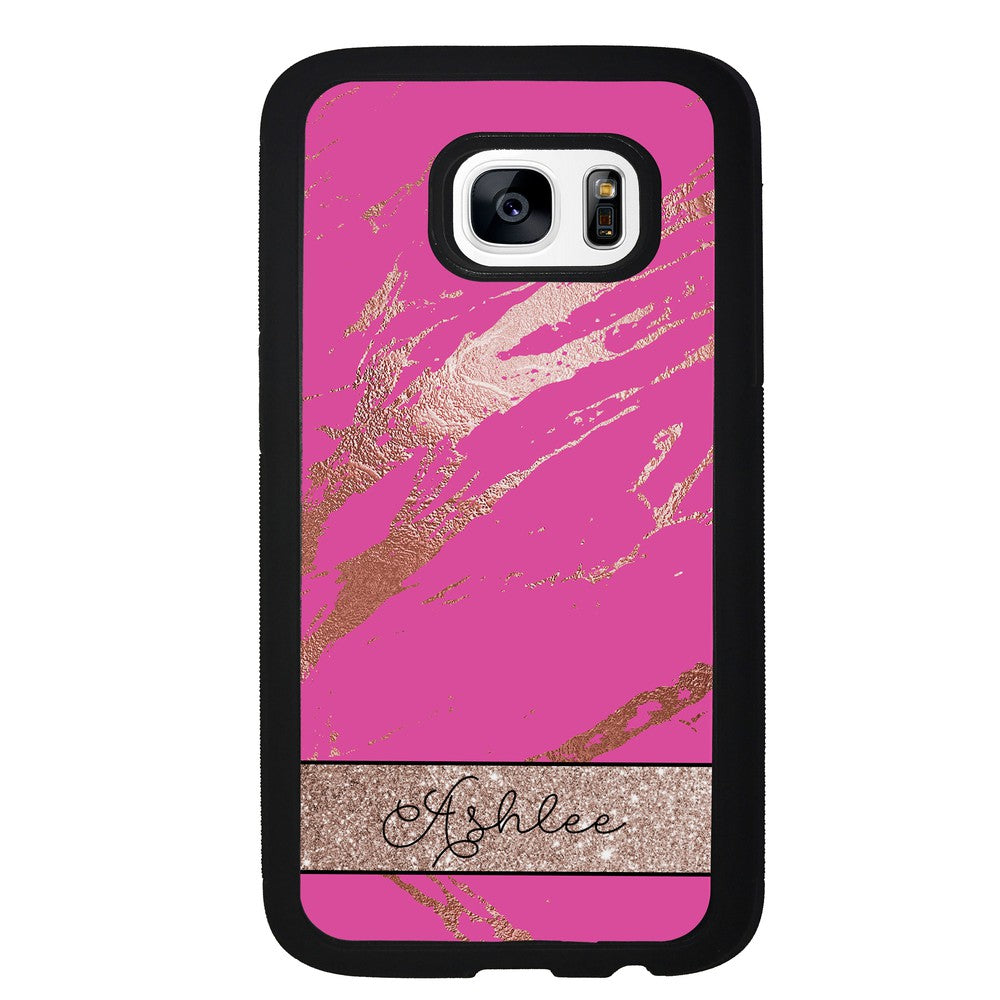 Pink and Gold Marble Personalized Samsung Phone Case