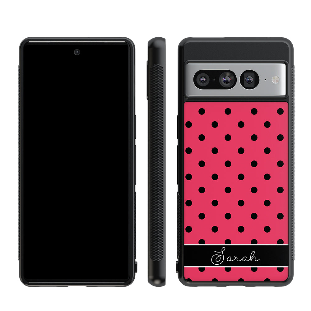 Pinkish Red Polka Dot Black Personalized Google Phone Case