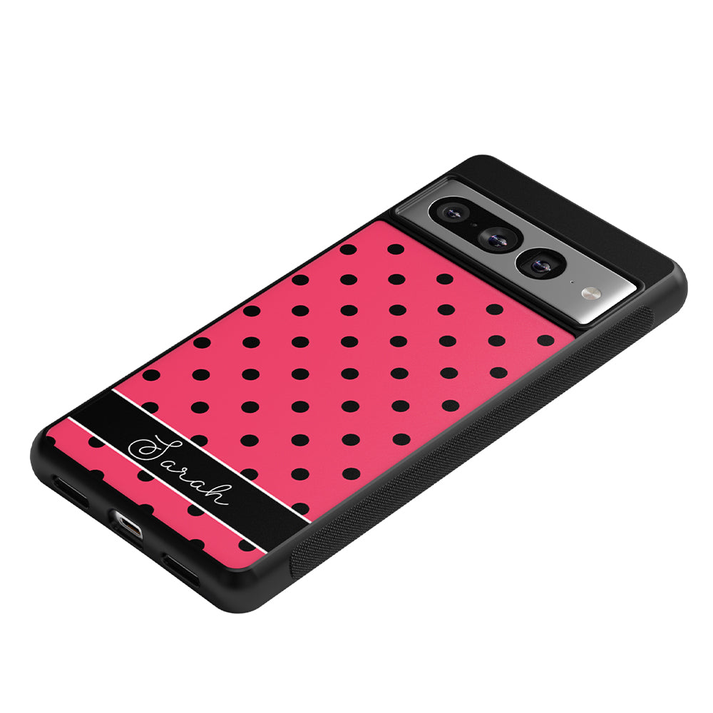 Pinkish Red Polka Dot Black Personalized Google Phone Case