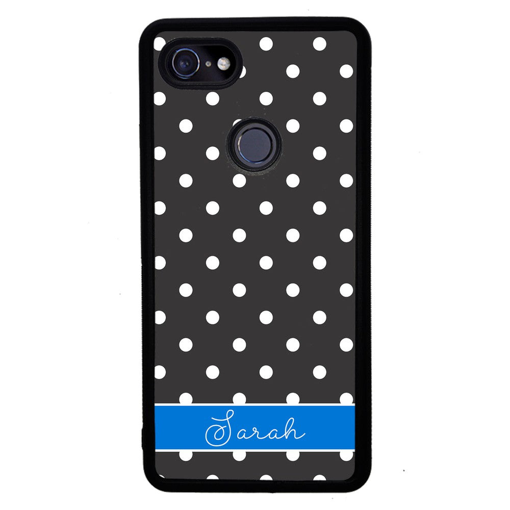 Black Polka Dot Blue Personalized Google Phone Case