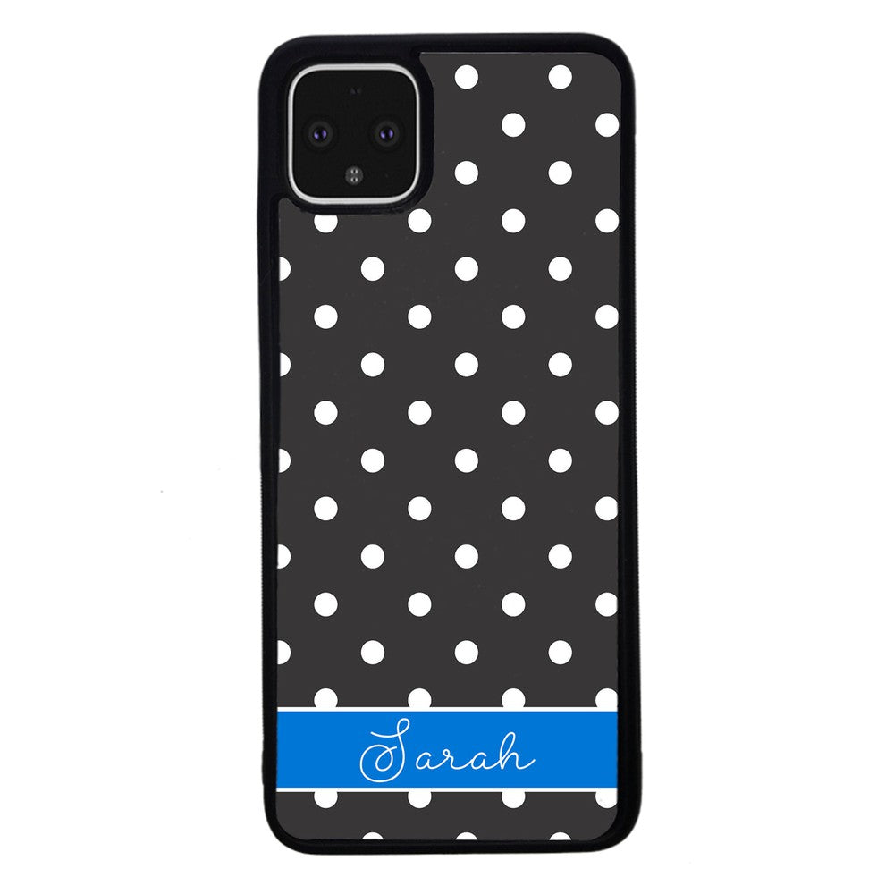 Black Polka Dot Blue Personalized Google Phone Case