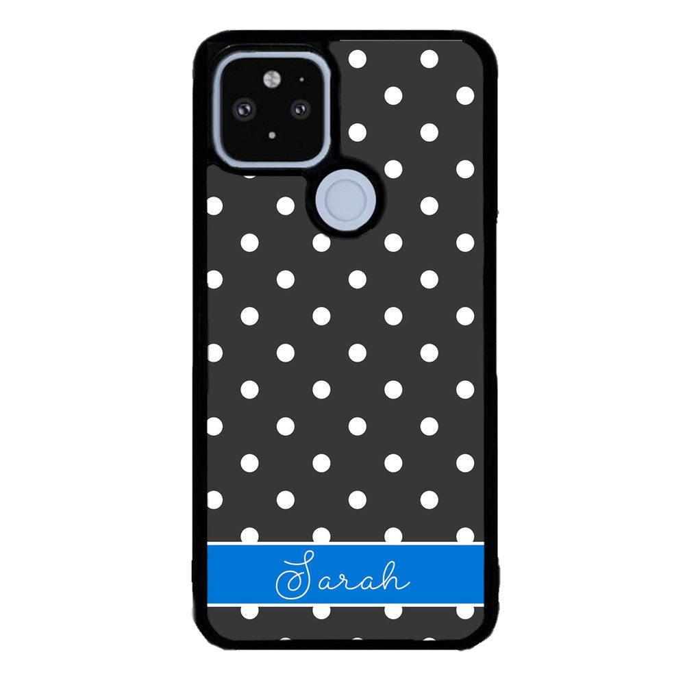 Black Polka Dot Blue Personalized Google Phone Case